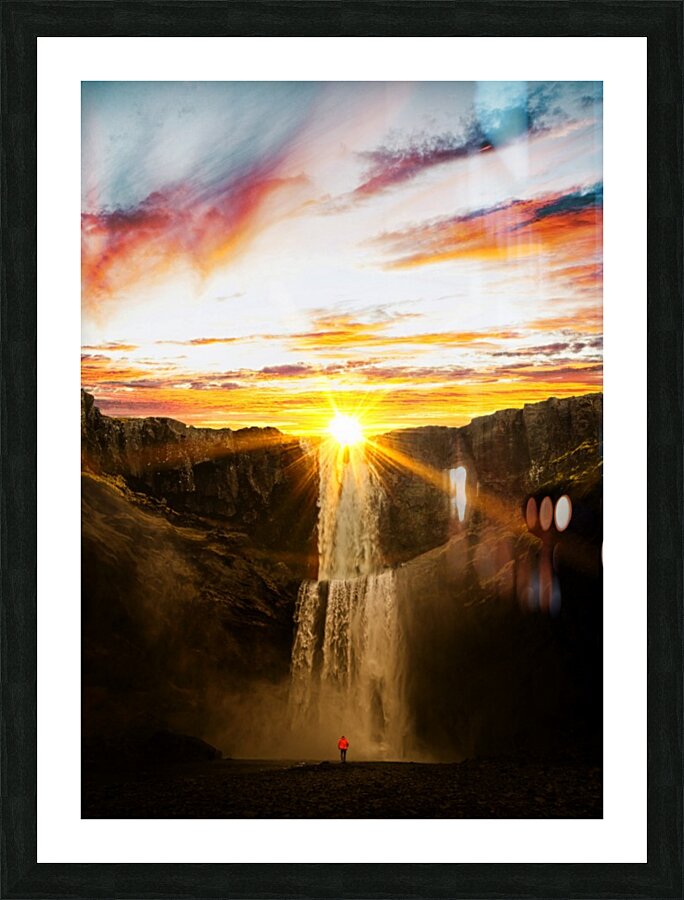 Waterfall at sunset Picture Frame print