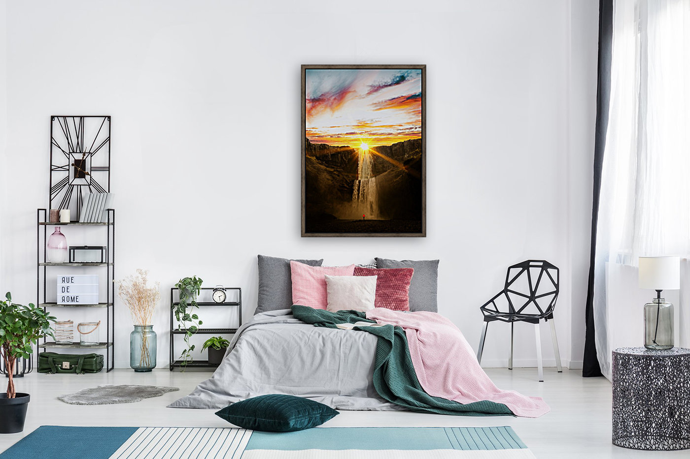 Waterfall at sunset Reproduction
