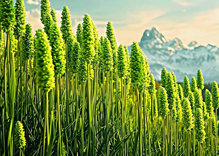 Serene Green Wildflowers with Mountain Landscape Wall Art by Wall art designer67