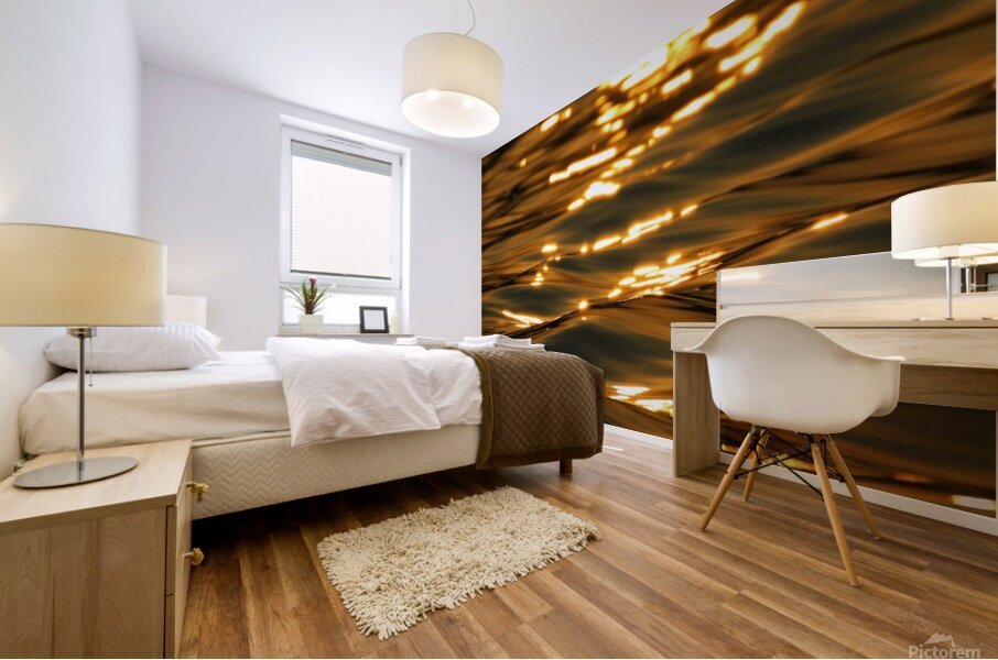 Golden waves v3 Mural print