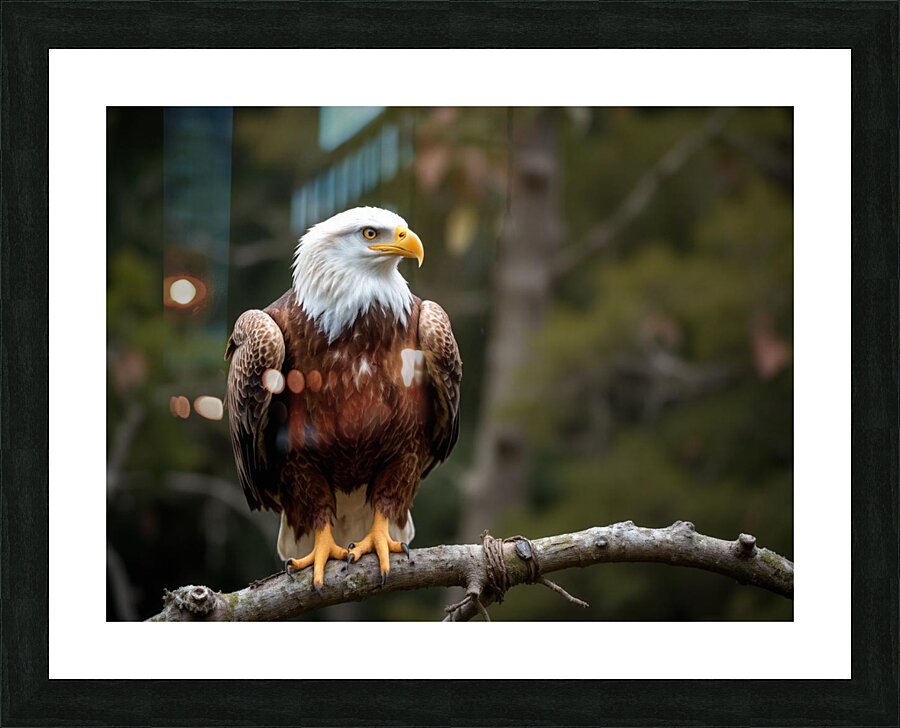 Majestic bald eagle perched gracefully on a branch Picture Frame print