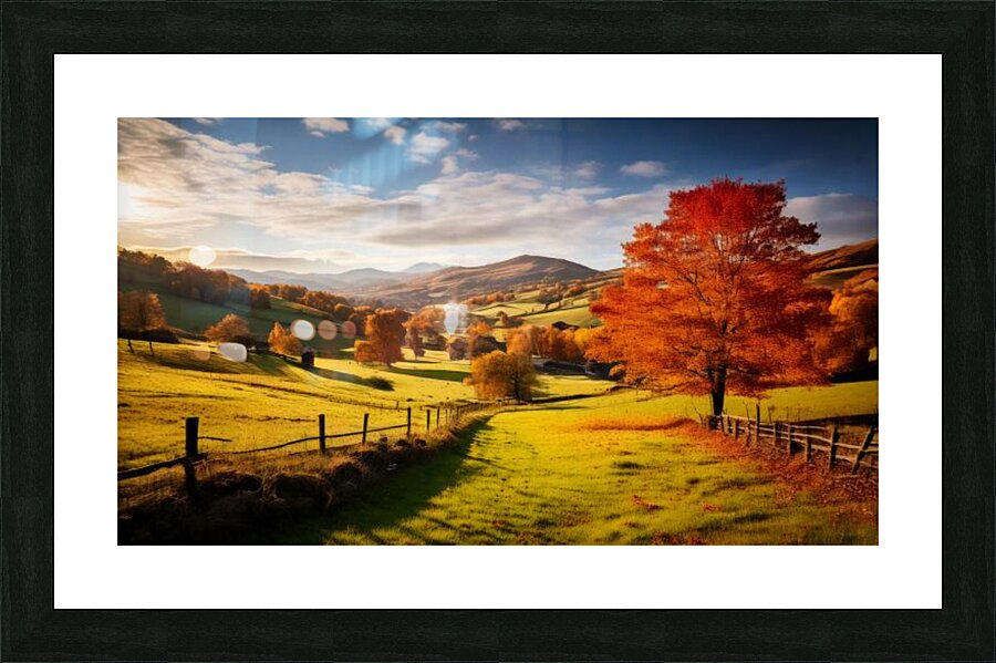 Stunning mural featuring an autumn landscape Picture Frame print