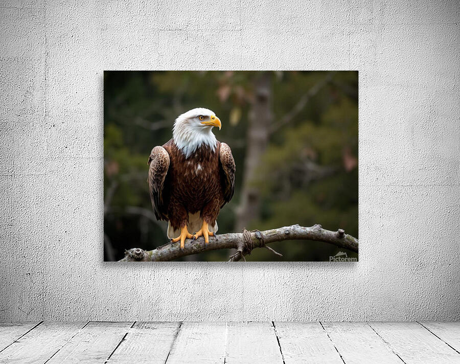 Majestic bald eagle perched gracefully on a branch Wall Preview
