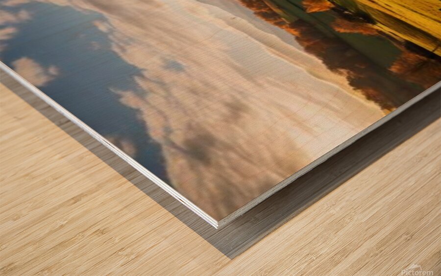 Stunning mural featuring an autumn landscape Wood print