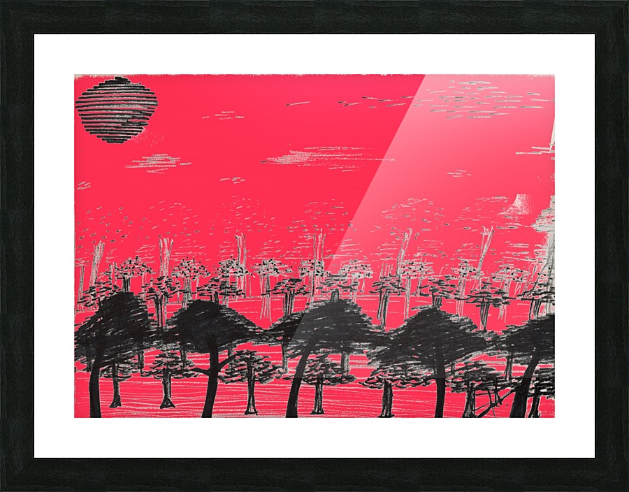 Trees vs sun red Picture Frame print