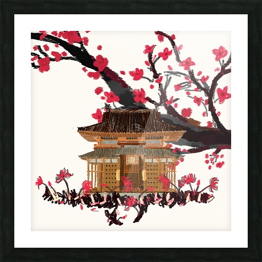 Pacific landscape house Picture Frame print