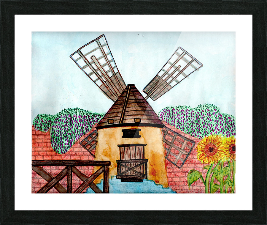  windmill -pacific & rustic landscape Picture Frame print