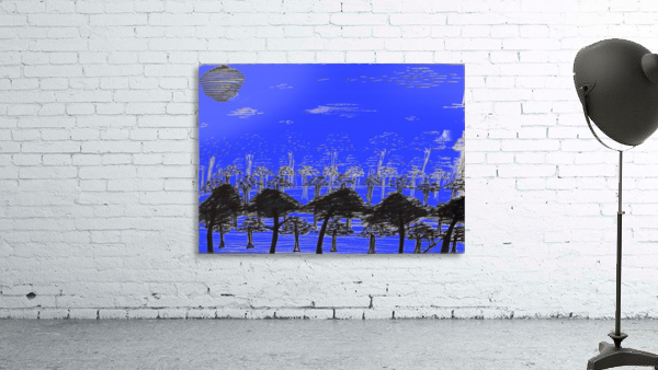 Trees vs sun blue Wall Preview