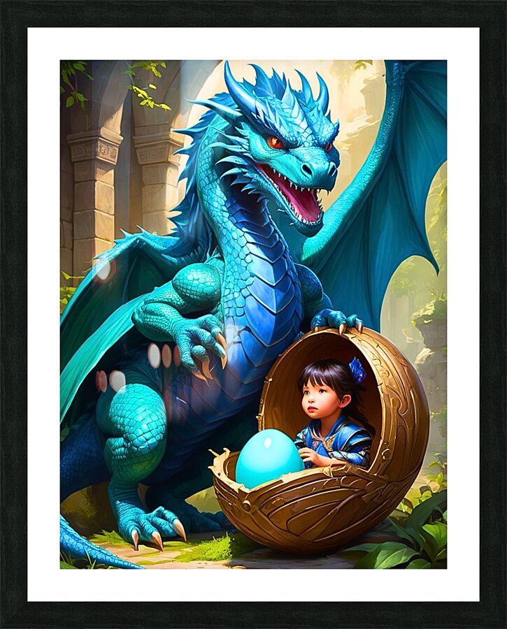 Twin Dragons Picture Frame print