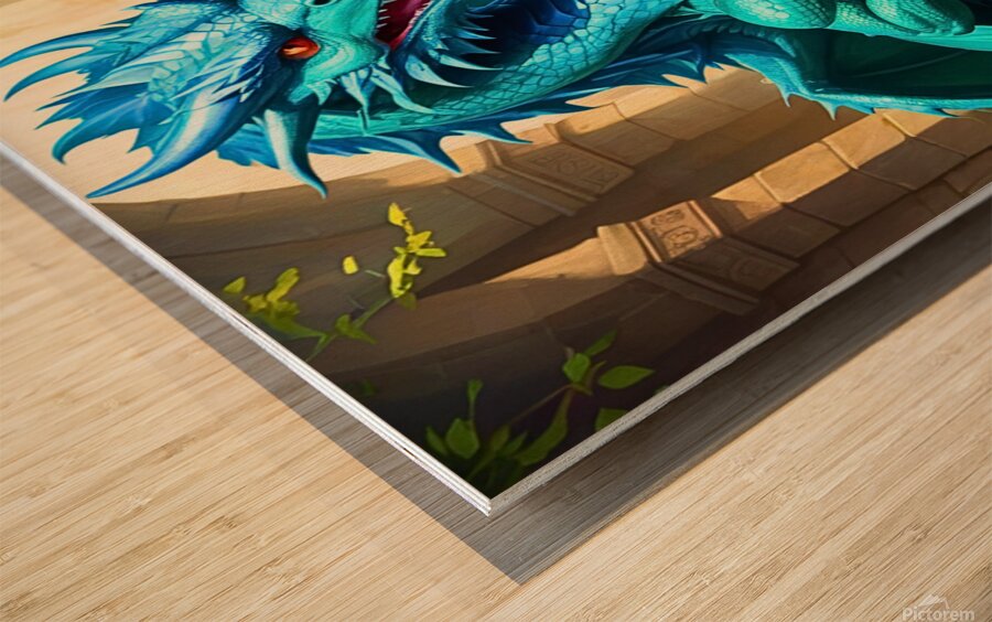 Twin Dragons Wood print