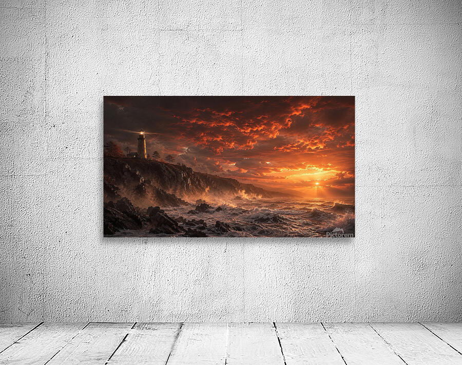 Dramatic Sunset Over Rocky Coast Wall Preview