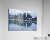 Misty Emerald Lake Chalet reflections Acrylic Print