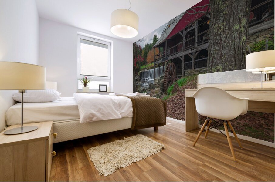 Late Autumn at Weston Grist Mill Mural print