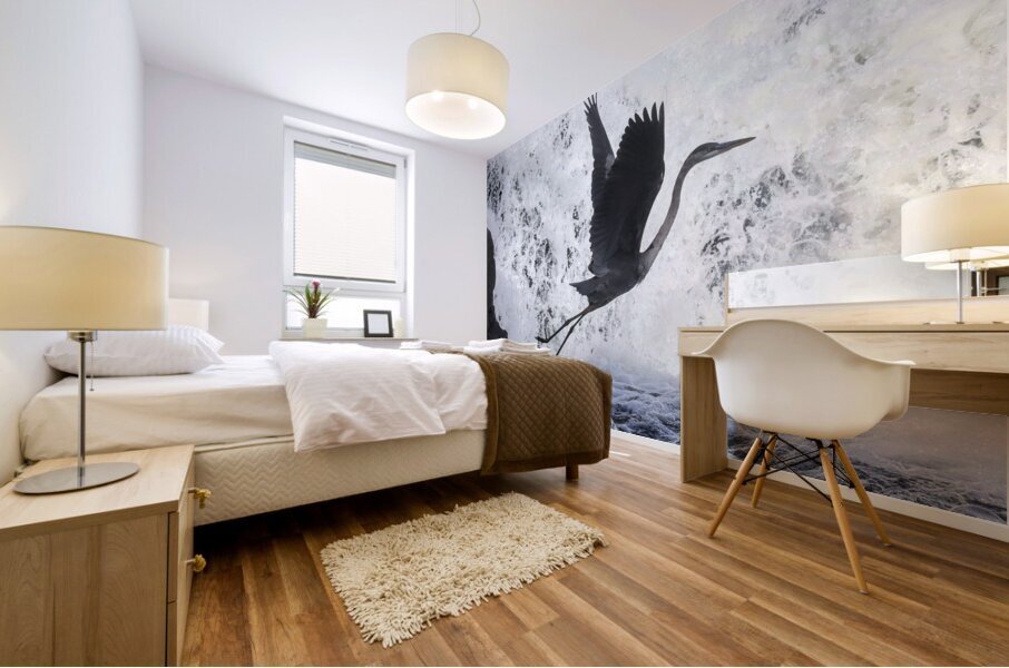 Blue Heron flight Takeoff Mural print