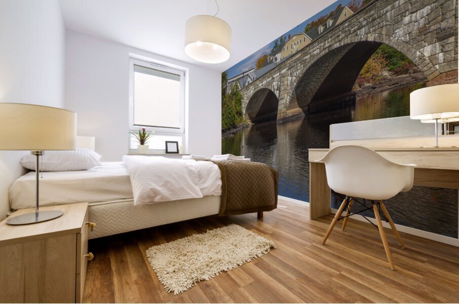 Henniker Stone Bridge in Autumn Mural print