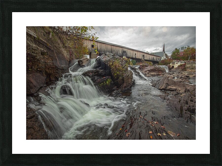 Bath waterfall and covered bridge Picture Frame print