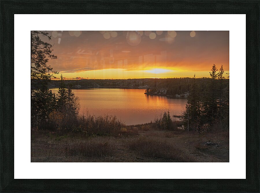 Jackfish Lake Fiery Skies Picture Frame print