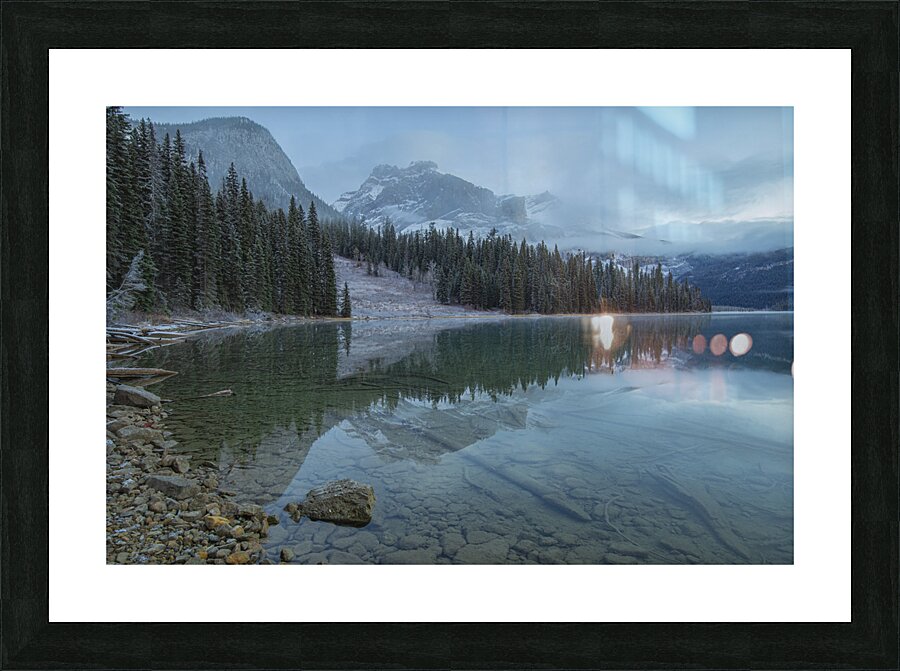 Misty Emerald Lake Mountain reflection Picture Frame print