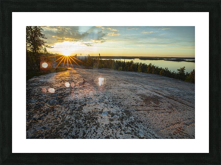 Sunburst above Prelude Lake Picture Frame print