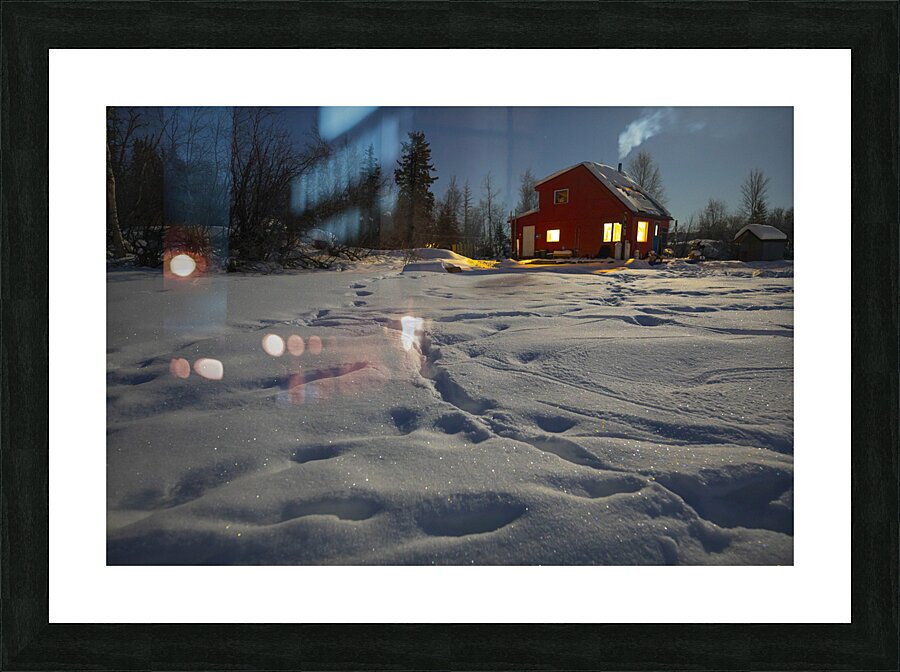 House boat Winter Sparkle Picture Frame print