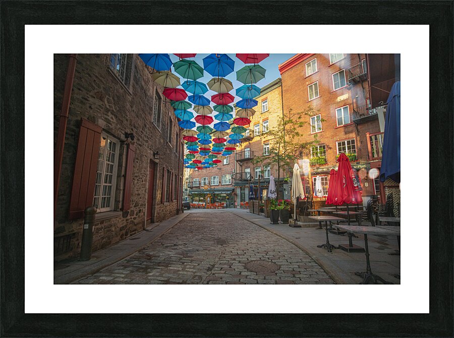 Quebec City Umbrella Vibes Picture Frame print