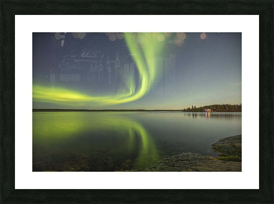 Yellowknife Aurora Reflections Picture Frame print