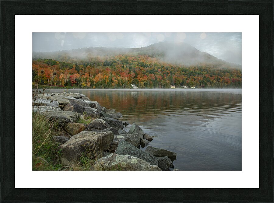 Harvey s Lake Autumn Fog Clearing Picture Frame print