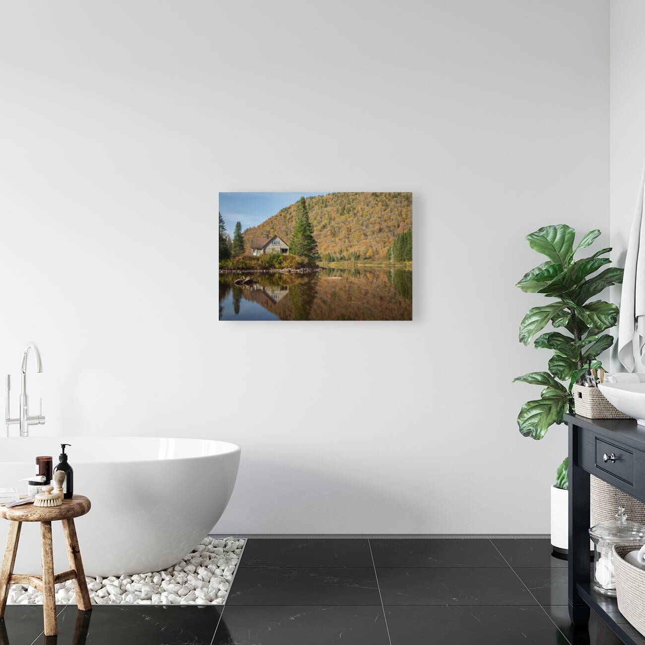 Abandoned Cabin Autumn Reflections Reproduction