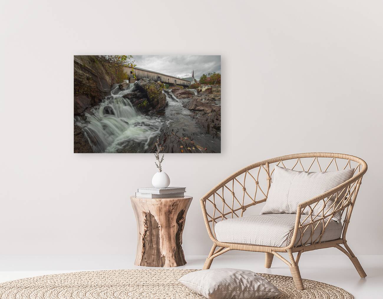 Bath waterfall and covered bridge Reproduction