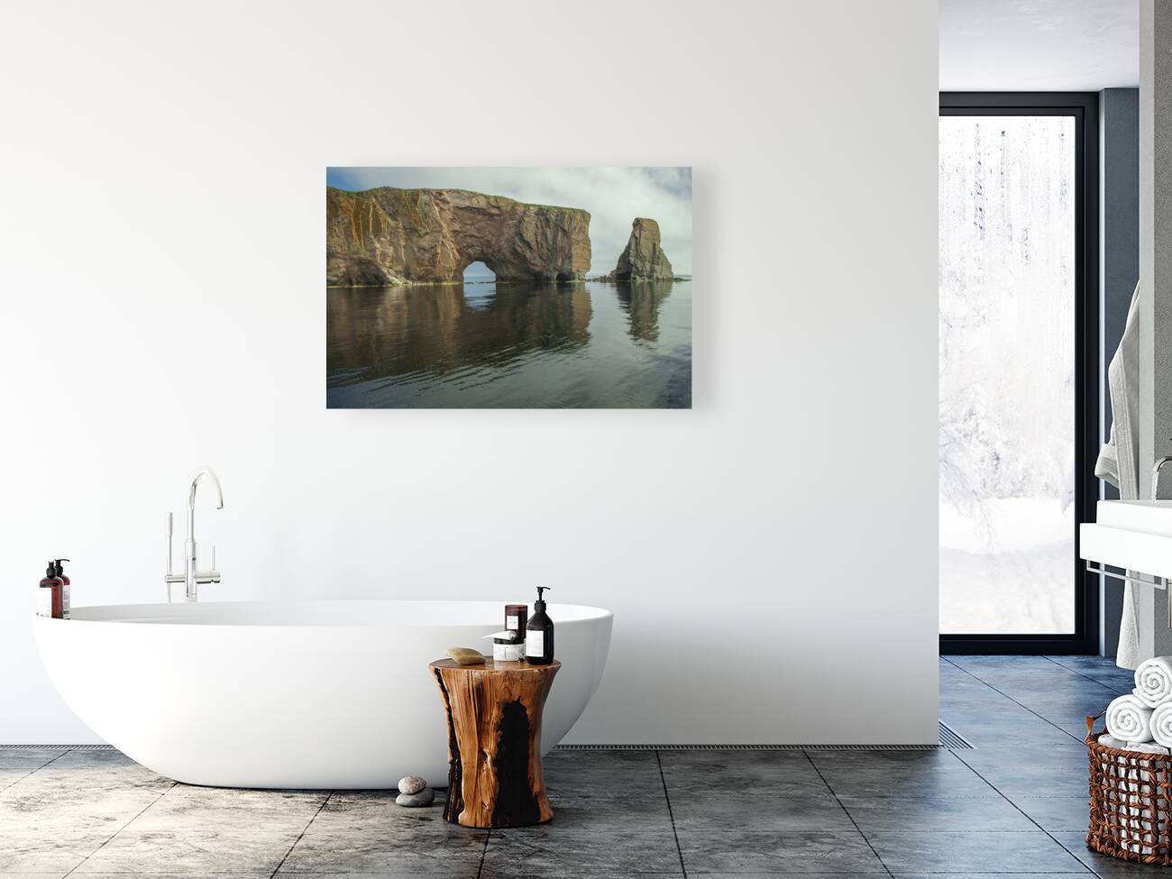 Close up of Perce Rock Reflection Reproduction