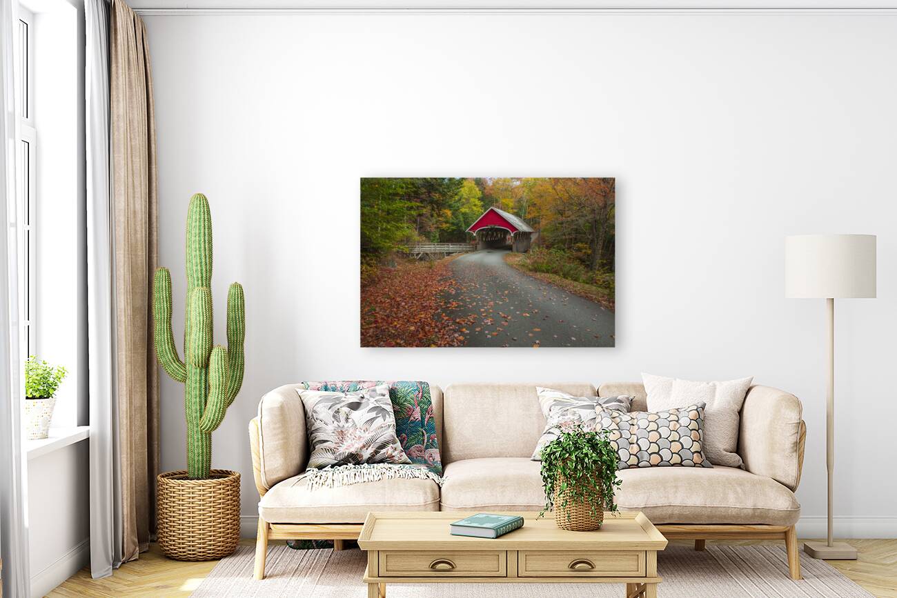 Magical Autumn Path to Bridge Reproduction