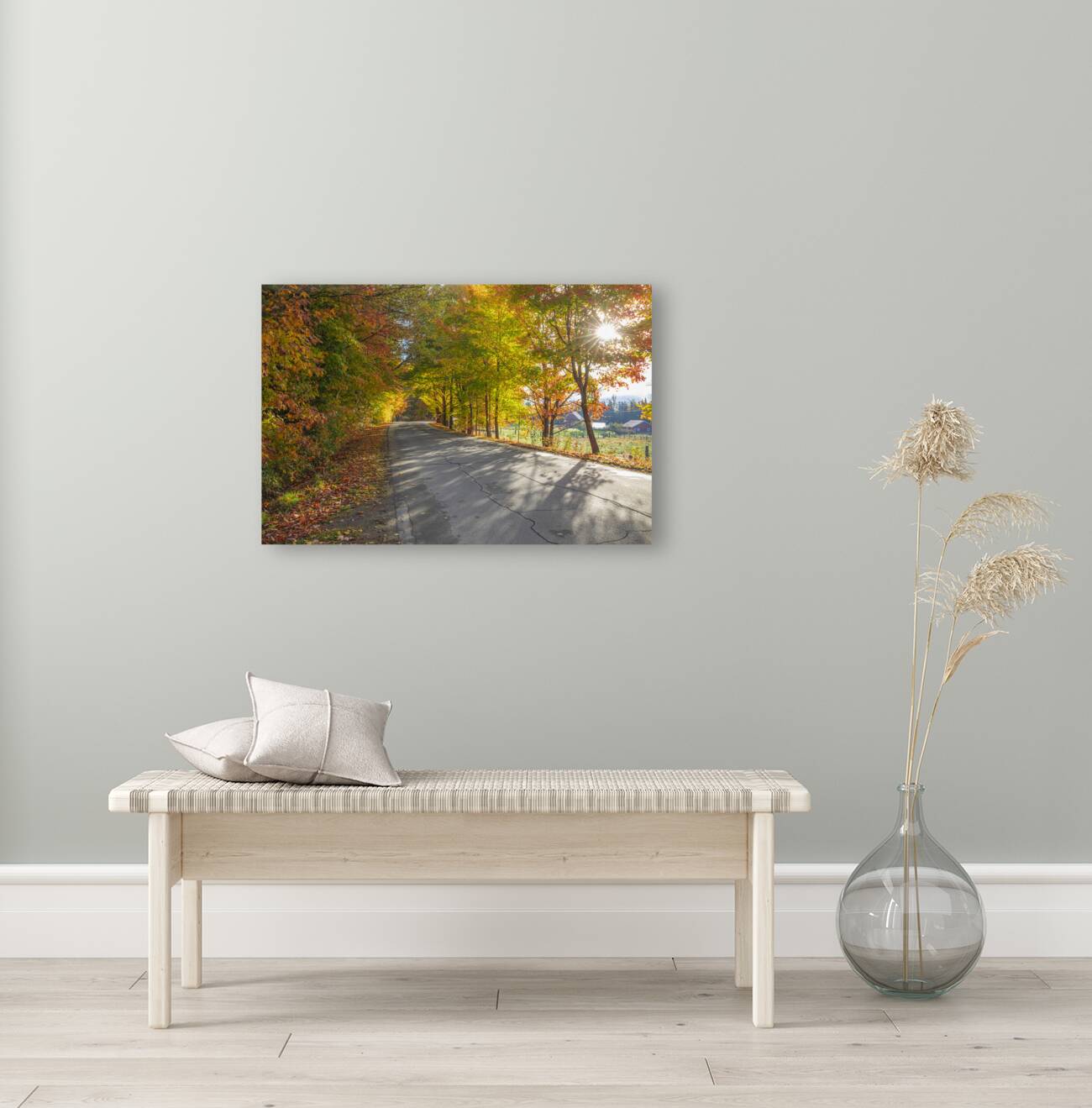 Autumn Road Morning Glow Reproduction