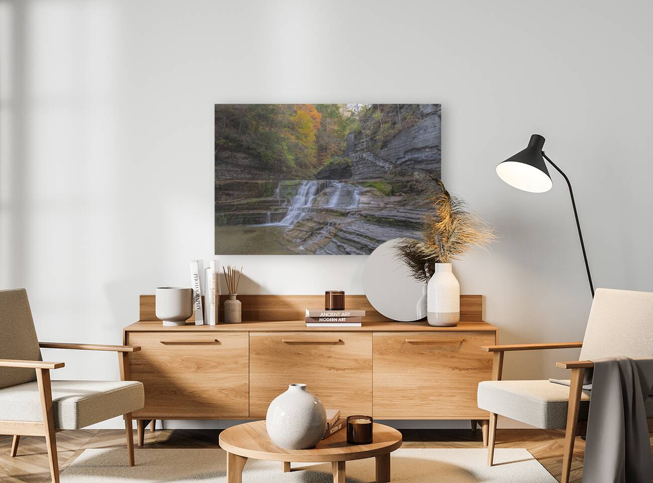 Autumn Cascading Falls Reproduction