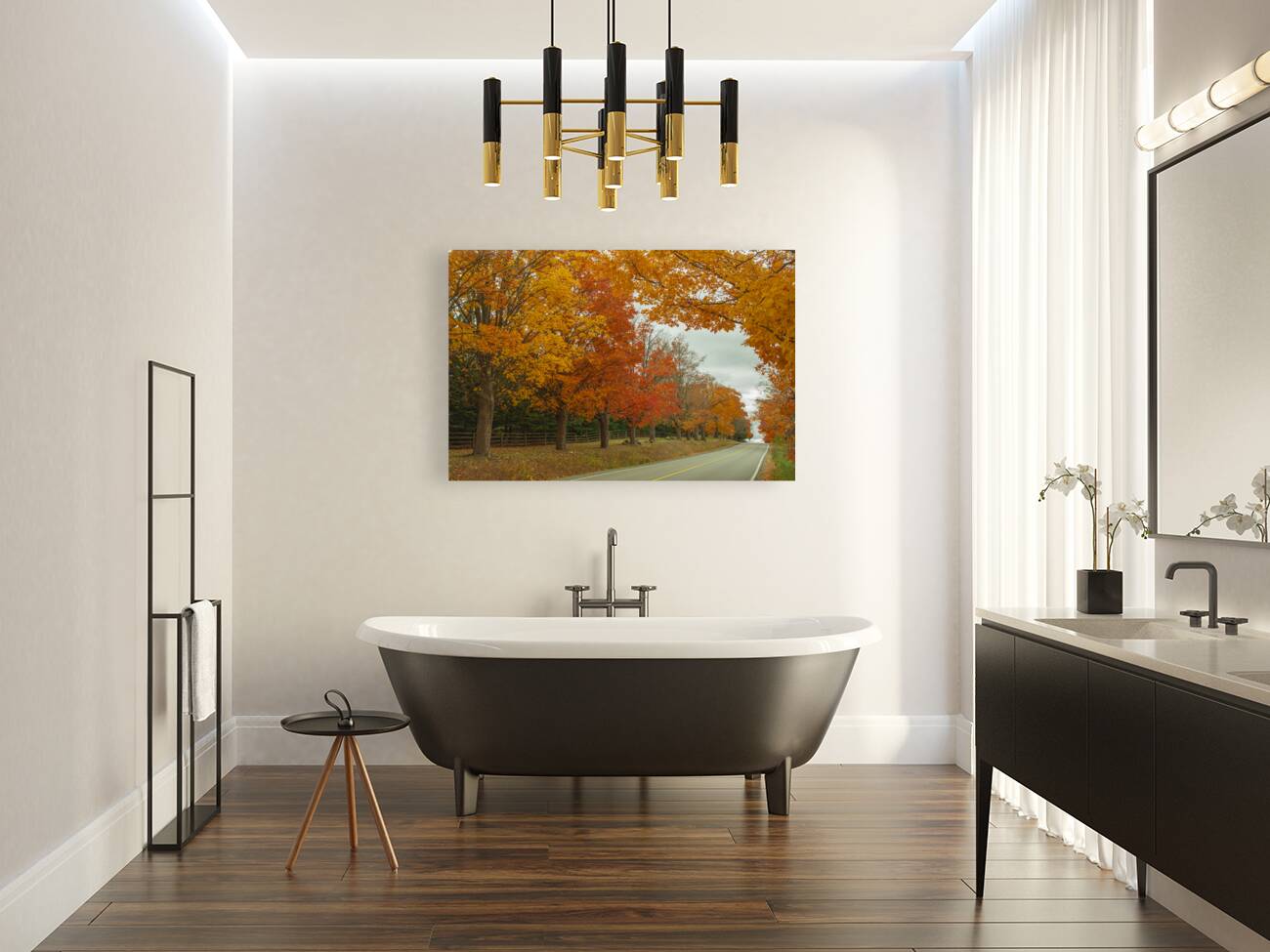 Rural Autumn Road Splendor  Reproduction