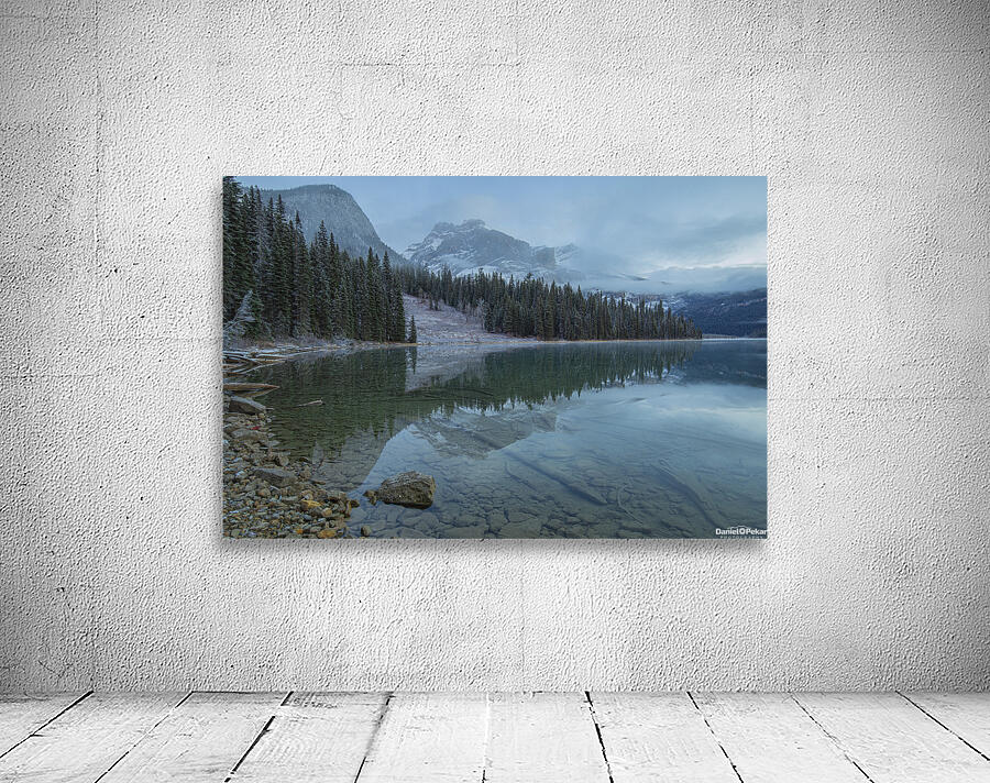 Misty Emerald Lake Mountain reflection Wall Preview