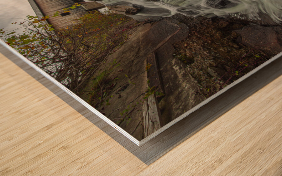 Bath waterfall and covered bridge Wood print