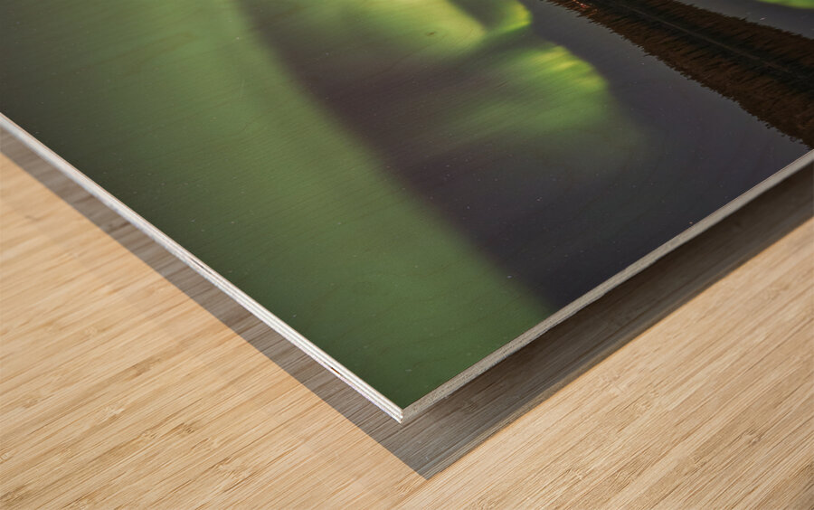 Madeline Lake Aurora Reflections Wood print
