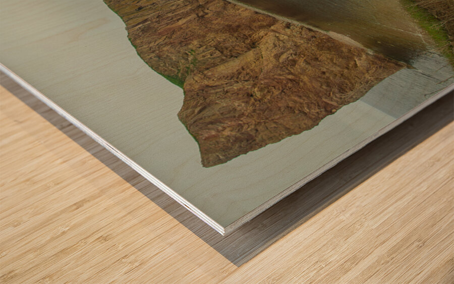 Foggy Seascape of Perce Rock Wood print