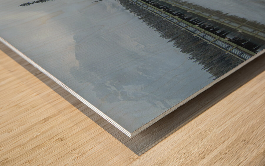 Foggy Mornings at Cilantro Resturant Wood print