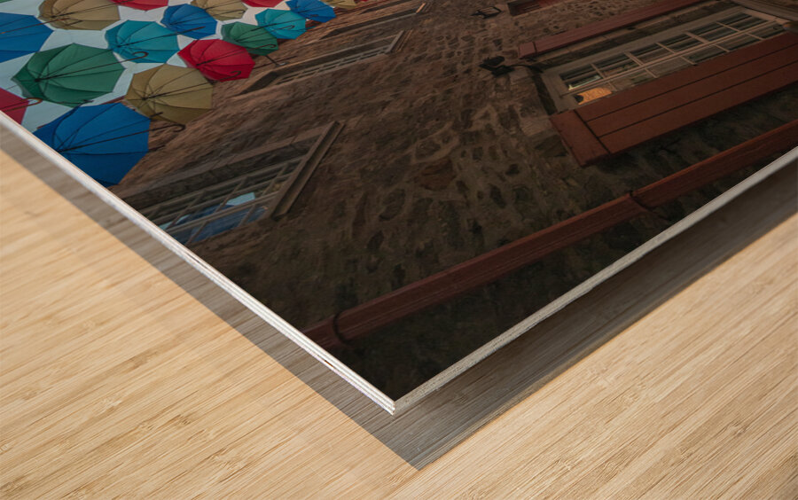 Quebec City Umbrella Vibes Wood print