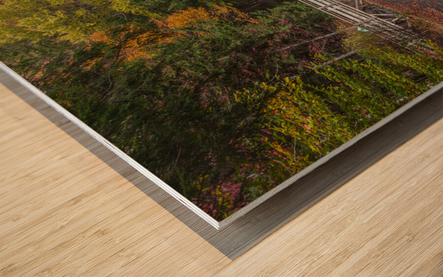 Flume Covered Bridge Autumn Magic Wood print