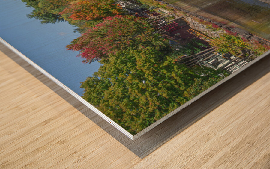 Autumn River Stone Crossing Wood print