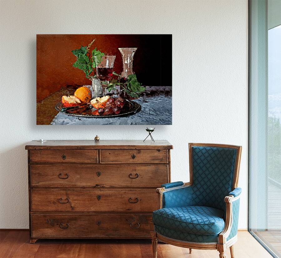 Fruit and Wine Painterly Reproduction