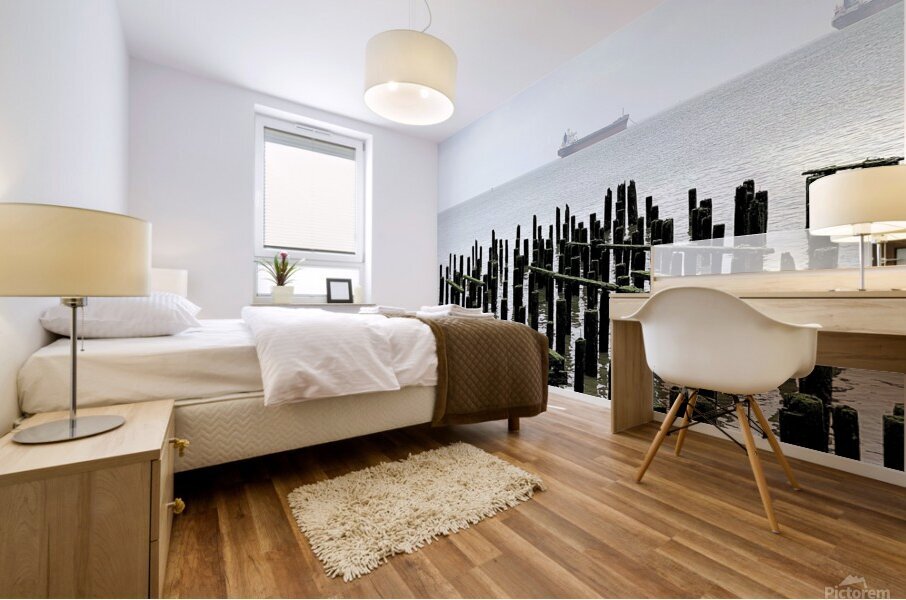 Pier Ruin in Astoria Oregon Mural print