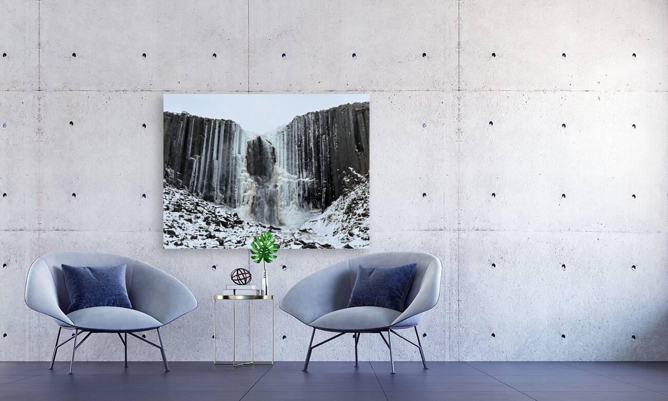 Icy Studlagil Waterfall Iceland Reproduction
