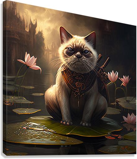Epic warrior Cat and Lotus  Canvas Print