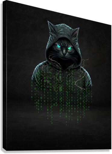 Matrix hacker cat cyberpunk  Canvas Print