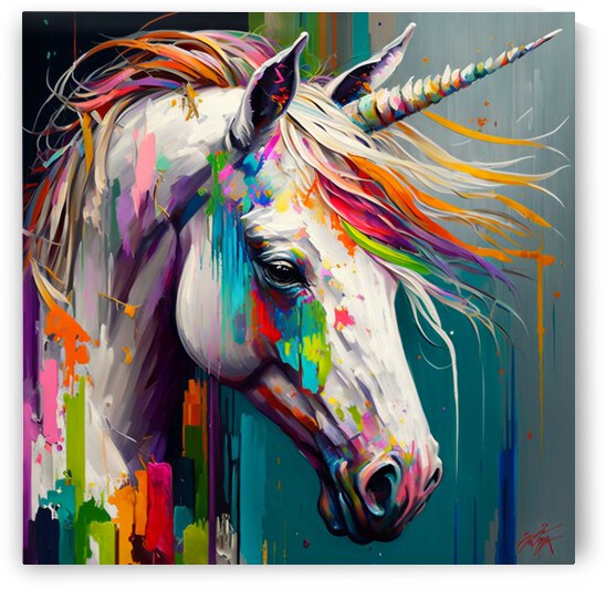 Unicorn Colored palette knife oil painting Abstract by Goldfishwallart