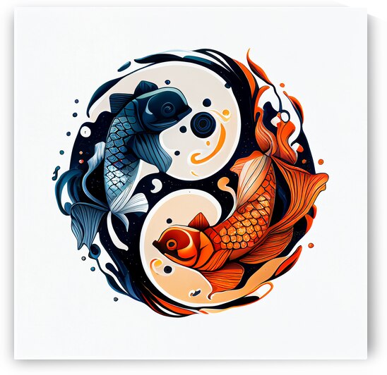  Tui And La Koi Fish Yin And Yang  by Goldfishwallart