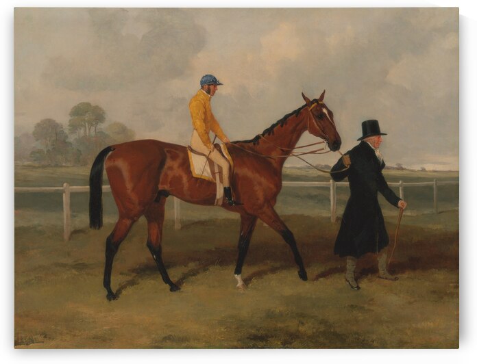 Sir Tatton Sykes Leading in the Horse Sir Tatton Sykes with William Scott Up by Harry Hall 1846 by Goldfishwallart